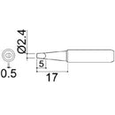 Siron® 900M-T-2.4D Chisel Soldering Tip - (L)17 mm x (W)2.4 mm x (R)Φ0.5 mm 191.16 Soldering Tips Siron