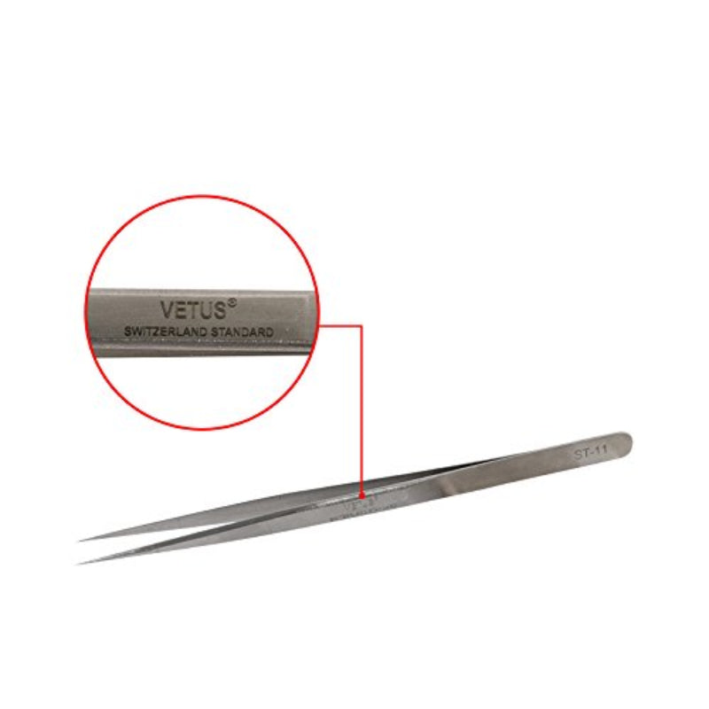 VETUS® ST-11 Long Fine Tip Non-Magnetic Tweezer