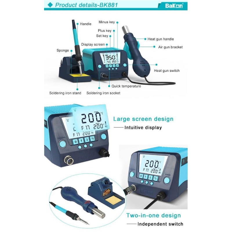 Bakon® BK881 SMD Rework Station - 2 in 1