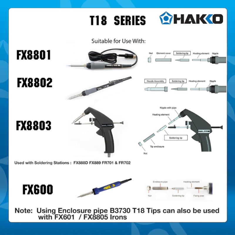 Hakko® T18-B शंकूच्या आकाराचे सोल्डरिंग टीप