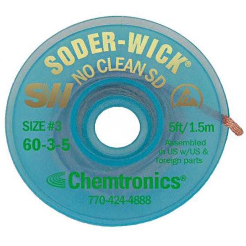 Soder-Wick® Chemtronics SW16045 No Clean Desoldering Wick | (एल) 1.5 एमएक्स (डब्ल्यू) 2.8 मिमी