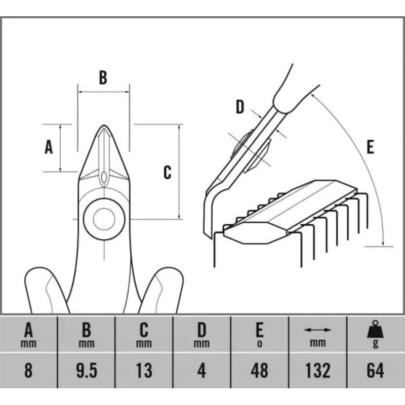 CK® T3884 Precision Side Cutters, Full Flush - 132mm