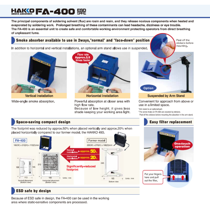 Hakko® FA-400 Fume Extractor - Bench Top