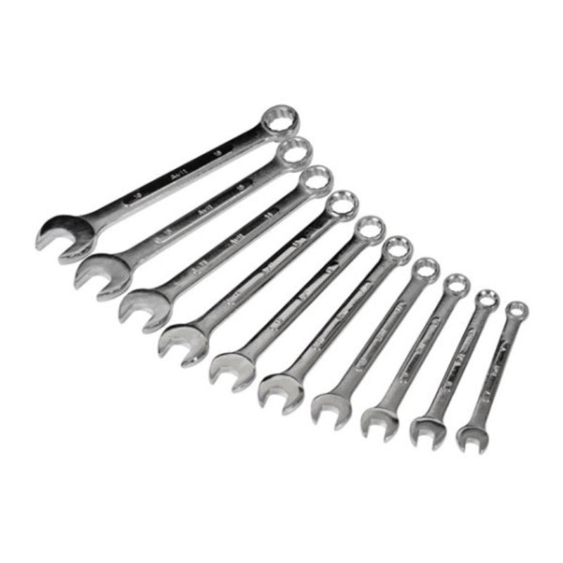 Avit 10-Piece Combination Spanner Set, 7 mm, 8 mm, 9 mm, 10 mm, 11 mm, 12 mm, 13 mm, 14 mm, 15 mm, 16 mm Chrome