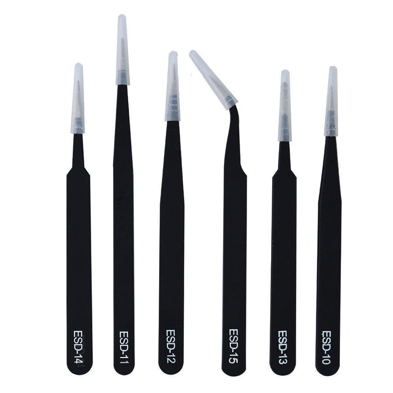 Set of 6 Non-Magnetic Stainless Steel Tweezers - ESD Safe 247.80 Mobile Repairing Tools Unbranded