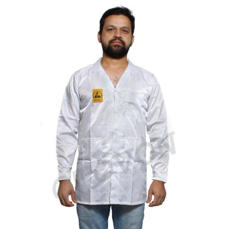 Unisex ESD Apron / Anti-Static Lab Coat - White 343.38 ESD Clothing Otovon