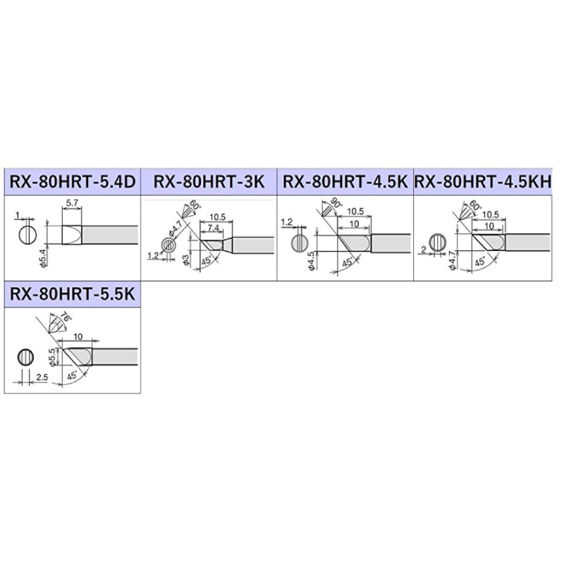 RX-802AS सोल्डरिंग स्टेशन के लिए Goot® RX-80HRT-B सोल्डरिंग टिप