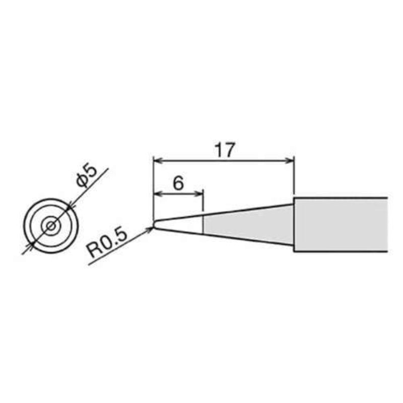 Siron® 900M-T-B Round Soldering Tip - (L)17 mm x (R)Φ0.5 mm