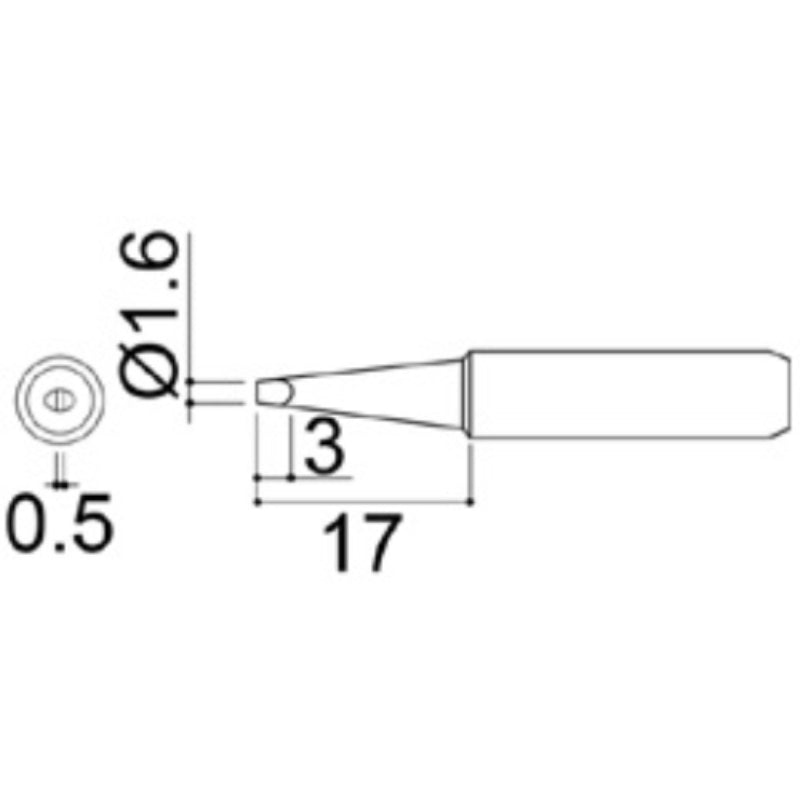 ToKii-T-1.6D सोल्डरिंग टिप | (L)17mm x (W)Φ1.6mm